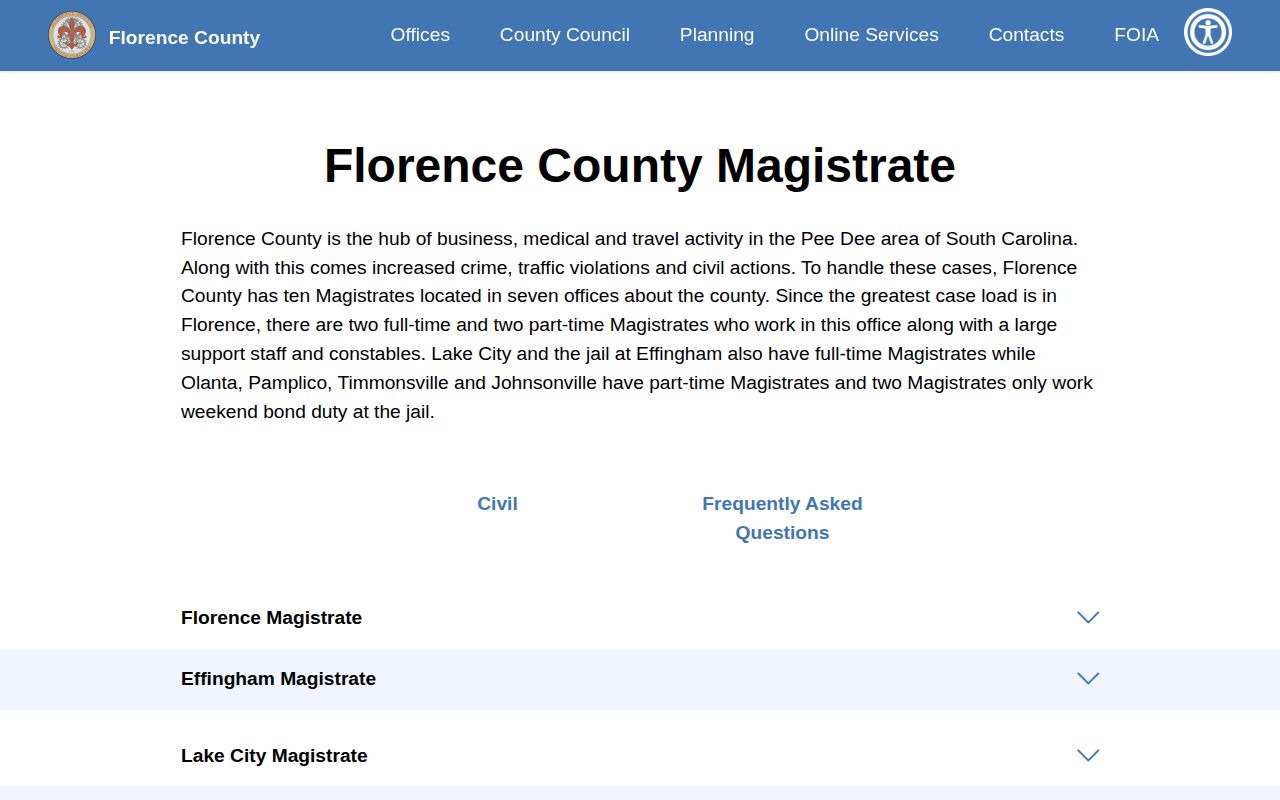 Florence County weekend bond duty and release court information